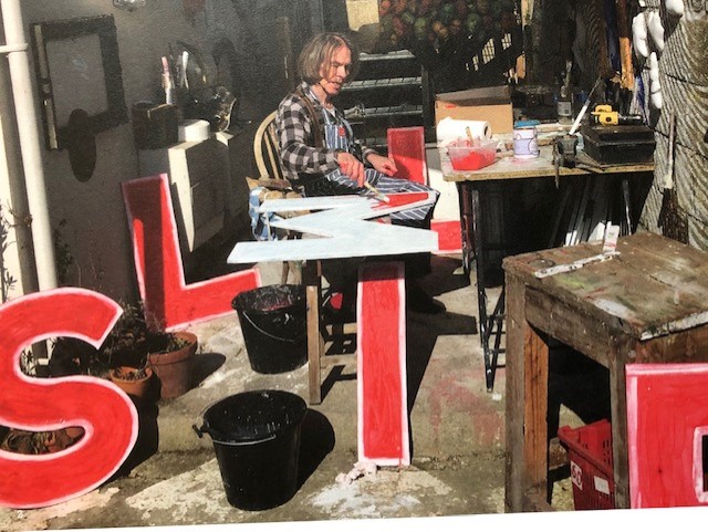 Artist Andrew Wood at work in his studio. 